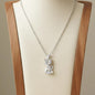 White Zirconia Cat Pendant Necklace Copper With 925 Sterling Silver Bail