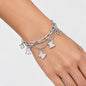 Butterfly Pendant Double Layer Chain Bracelet - Silver
