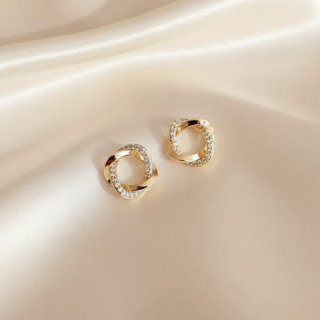 Lynn's Closet Boutique Rhinestone Double Layer Hoop Earrings