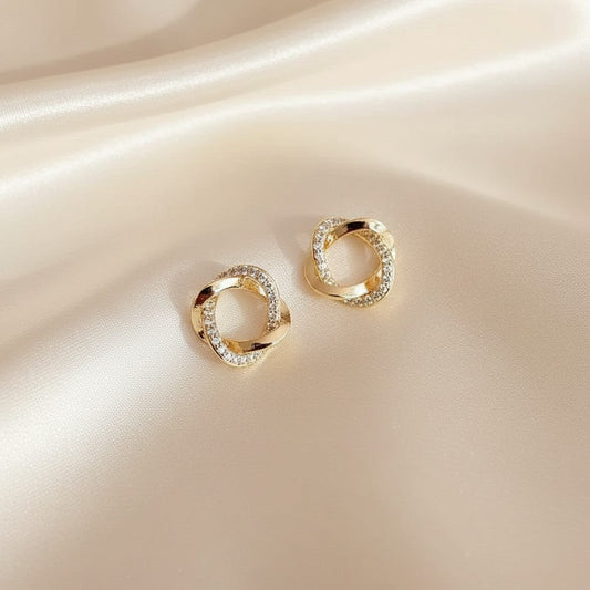 Lynn's Closet Boutique Rhinestone Double Layer Hoop Earrings