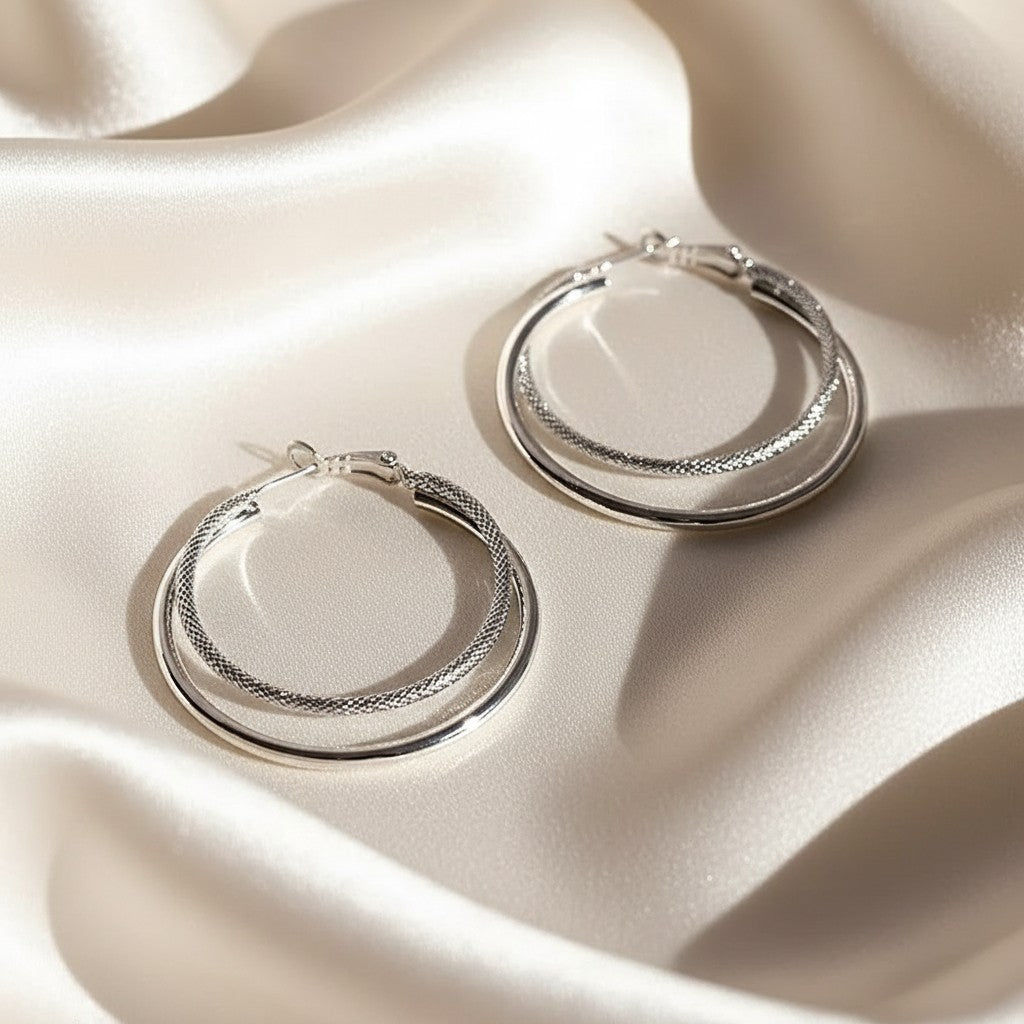 Lynn's Closet Boutique Double Layer Granulated Hoop Earrings