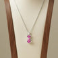 Blush Pink Zirconia Cat Pendant Necklace Copper With 925 Sterling Silver Bail