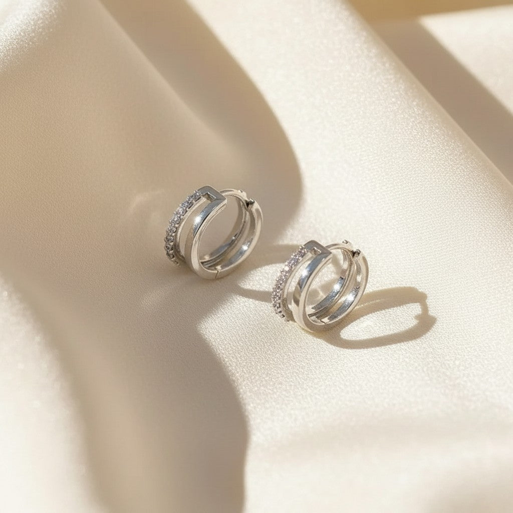 Lynn's Closet Boutique Double-Layer Zircon Hoop Earrings