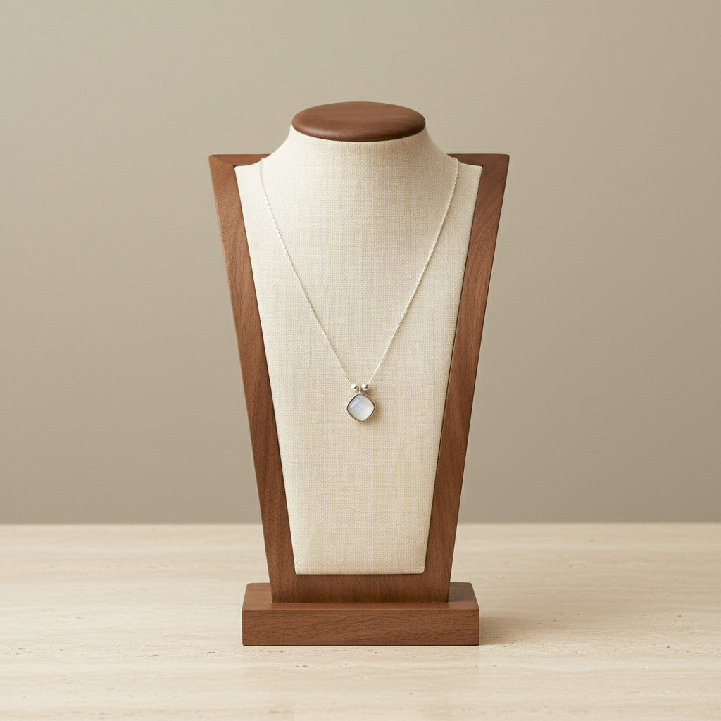 Cat Eye Stone Pendant Necklace Silver Tone Titanium Steel