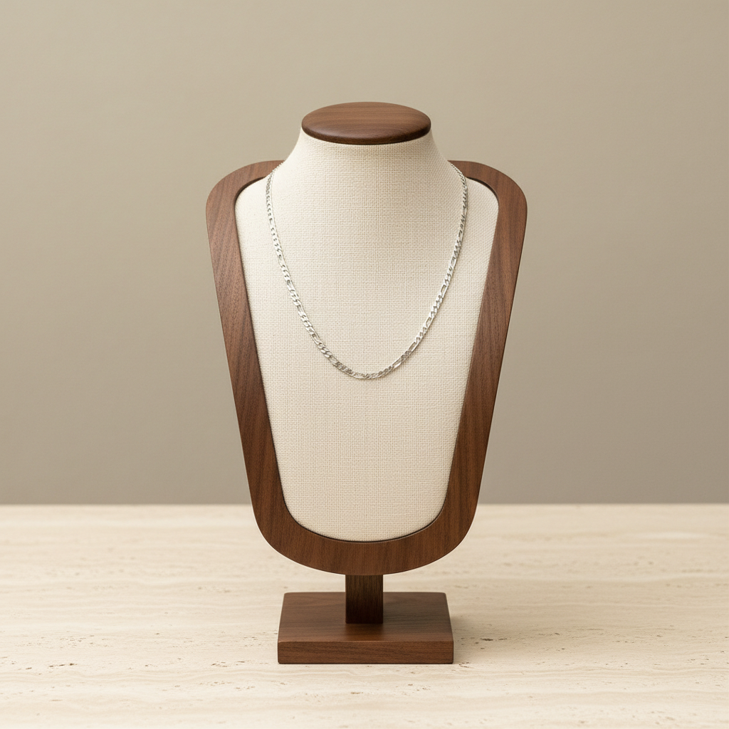 Silver Figaro Necklace Chain Titanium Steel 45cm