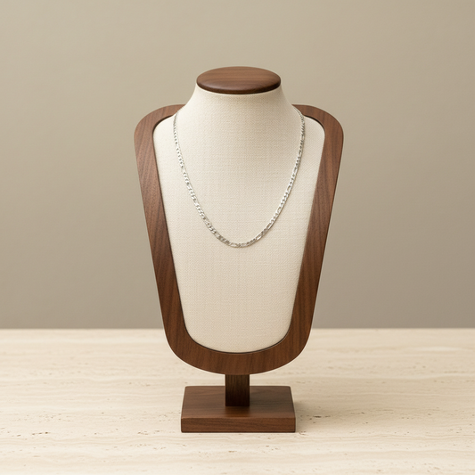 Silver Figaro Necklace Chain Titanium Steel 45cm