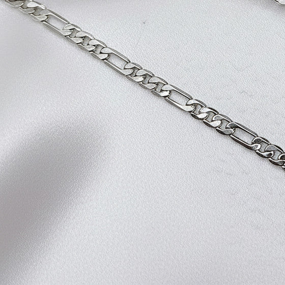 Silver Figaro Necklace Chain Titanium Steel 45cm