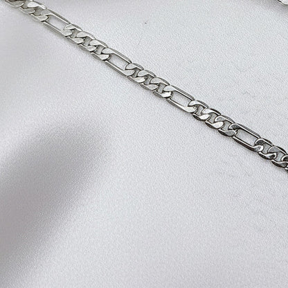 Silver Figaro Necklace Chain Titanium Steel 45cm