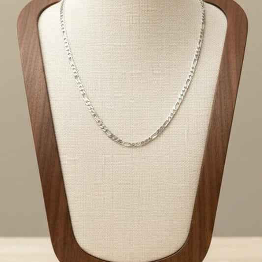 Silver Figaro Necklace Chain Titanium Steel 45cm
