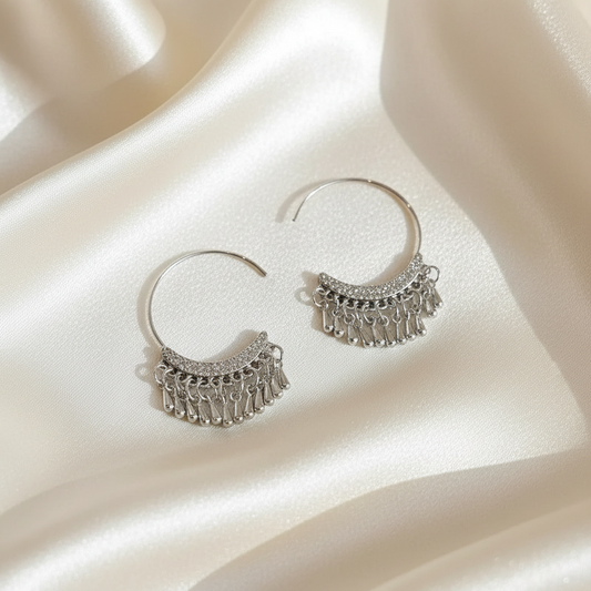 Lynn's Closet Boutique Tassel Crescent Hoop Earrings