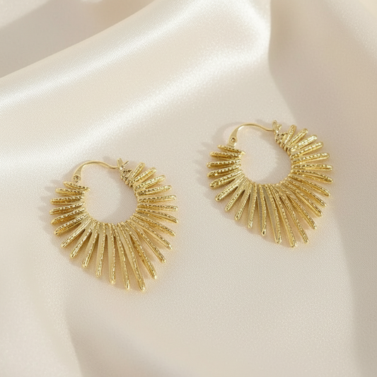 Lynn's Closet Boutique Radial Sunburst Hoop Earrings