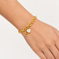 Faux Pearl Pendant Thick Link Chain Bracelet - Gold