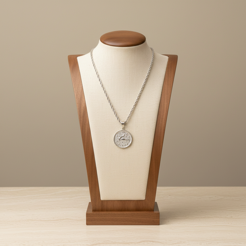 Zodiac Coin Pendant Necklace Silver Tone Stainless Steel Rope Chain Constellation