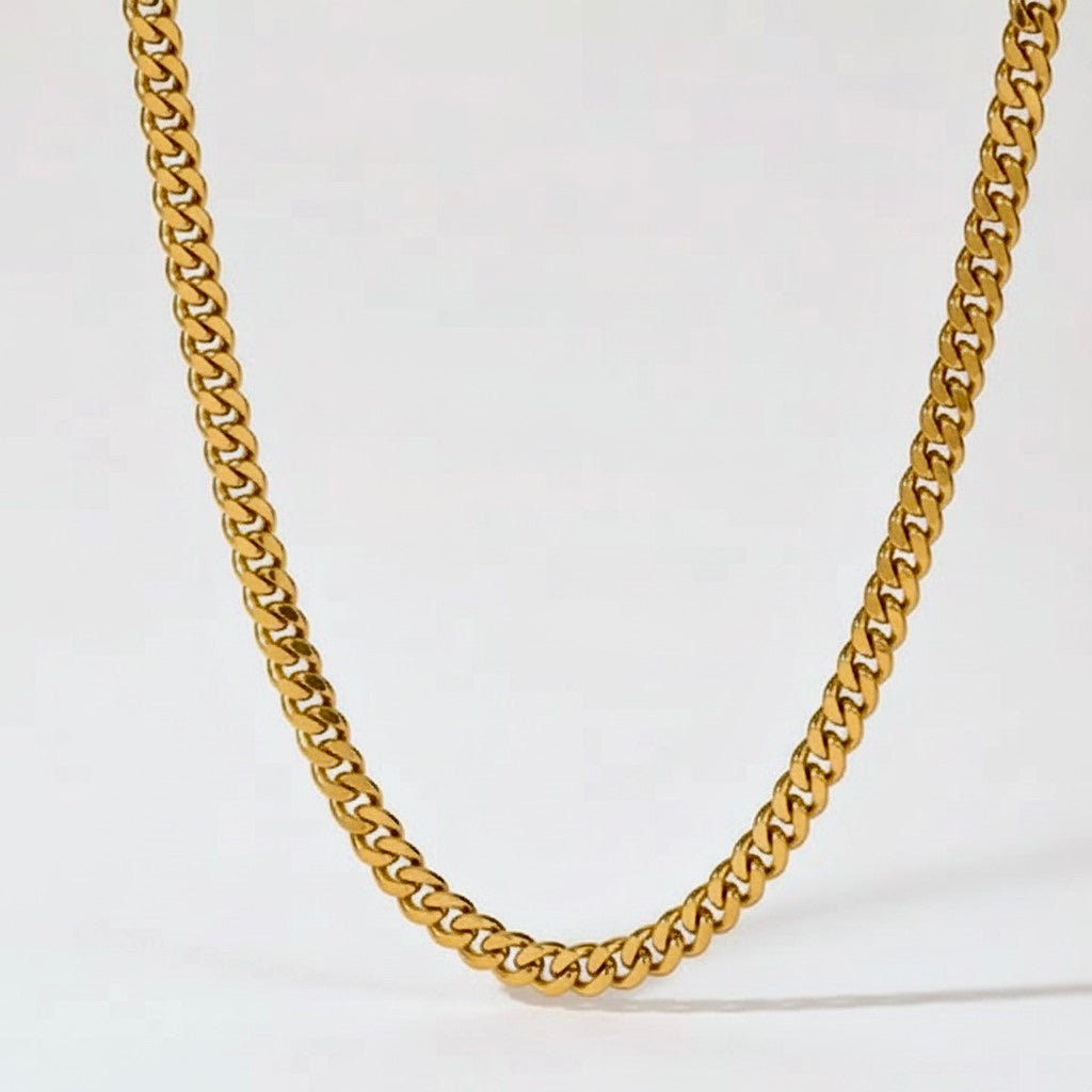 18K Gold Plated Stainless Steel Necklace Chain Figaro Snake Cuban O Chain