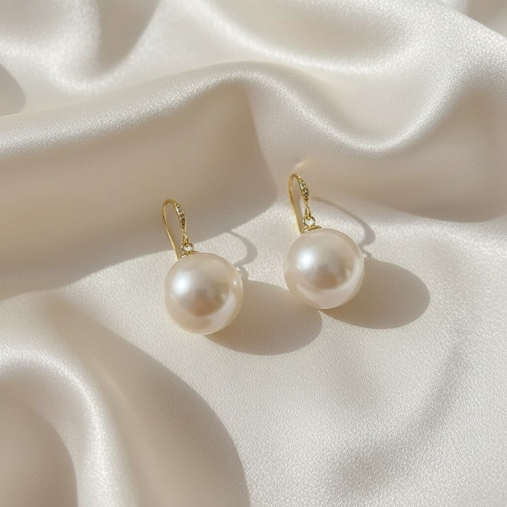 Lynn's Closet Boutique Artificial Pearl Drop Hoop Earrings