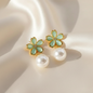 Lynn's Closet Boutique Blue Petal Pearl Earrings