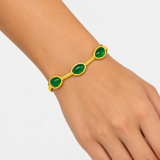 Three Green Zirconia Adjustable Bracelet