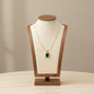 Rectangle Green Stone Pendant Necklace Stainless Steel 18K Gold Plated