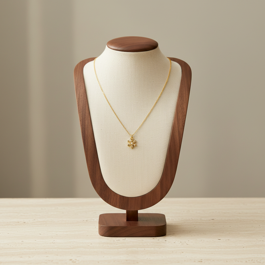 Diamond Snowflake Pendant Necklace Stainless Steel 18K Gold Plated