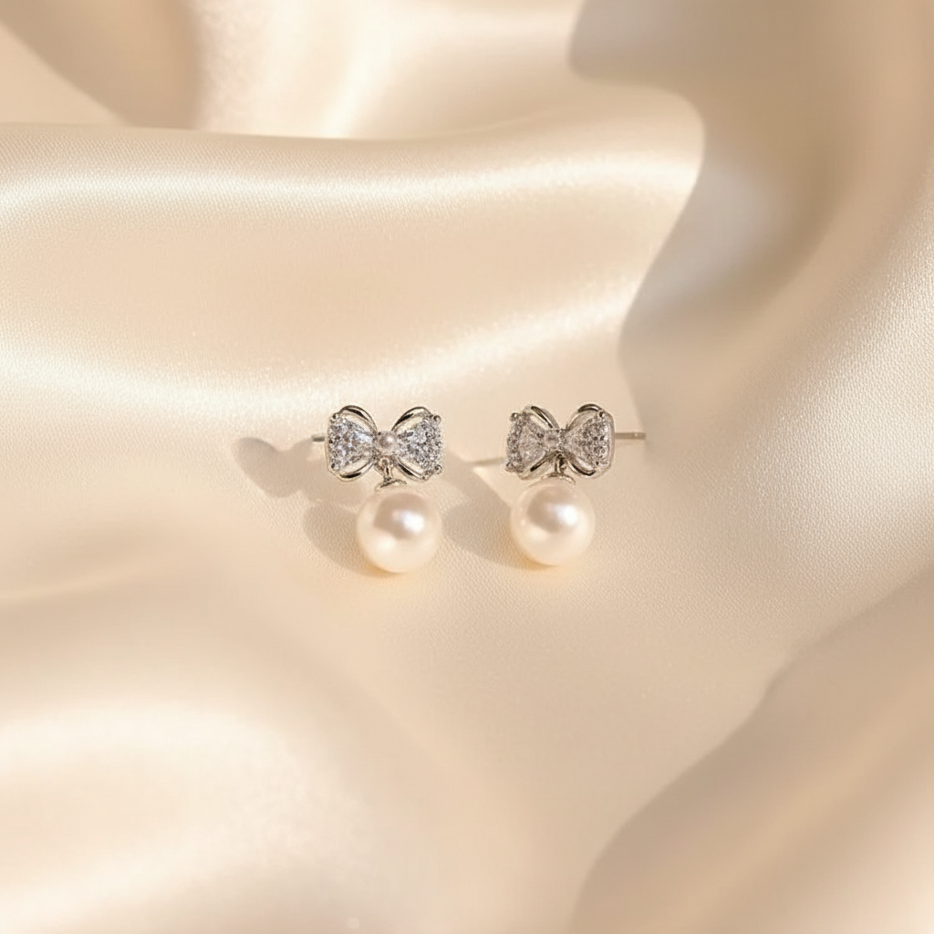 Lynn's Closet Boutique Exquisite Zirconia Bow Earrings