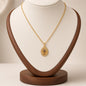 Enamel Painted Charm Pendant Necklace 18K Gold Plated Stainless Steel - Wine Glass