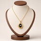 Pressed Flower Locket Pendant Necklace Gold Tone Copper - Framed Mixed Bouquet Oval