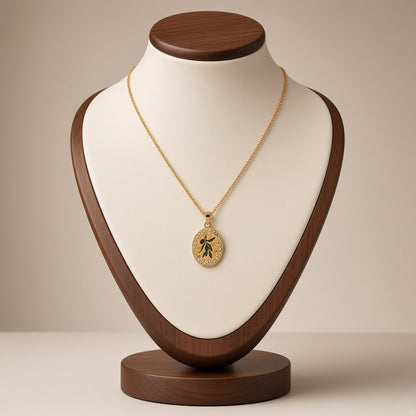 Enamel Painted Charm Pendant Necklace 18K Gold Plated Stainless Steel - Olive Branch