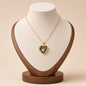 Pressed Flower Locket Pendant Necklace Gold Tone Copper - Heart White Flower