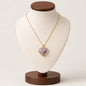 Pressed Flower Locket Pendant Necklace Gold Tone Copper - Heart Pink Flower