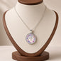 Bible Verse Glass Cabochon Pendant Necklace Floral Wreath Silver Tone - 1 Samuel 17:47