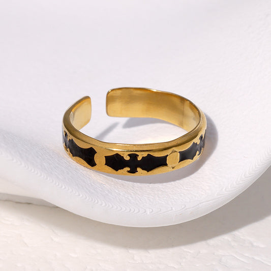 18K Gold Plated Stainless Steel Gothic Bat Adjustable Ring