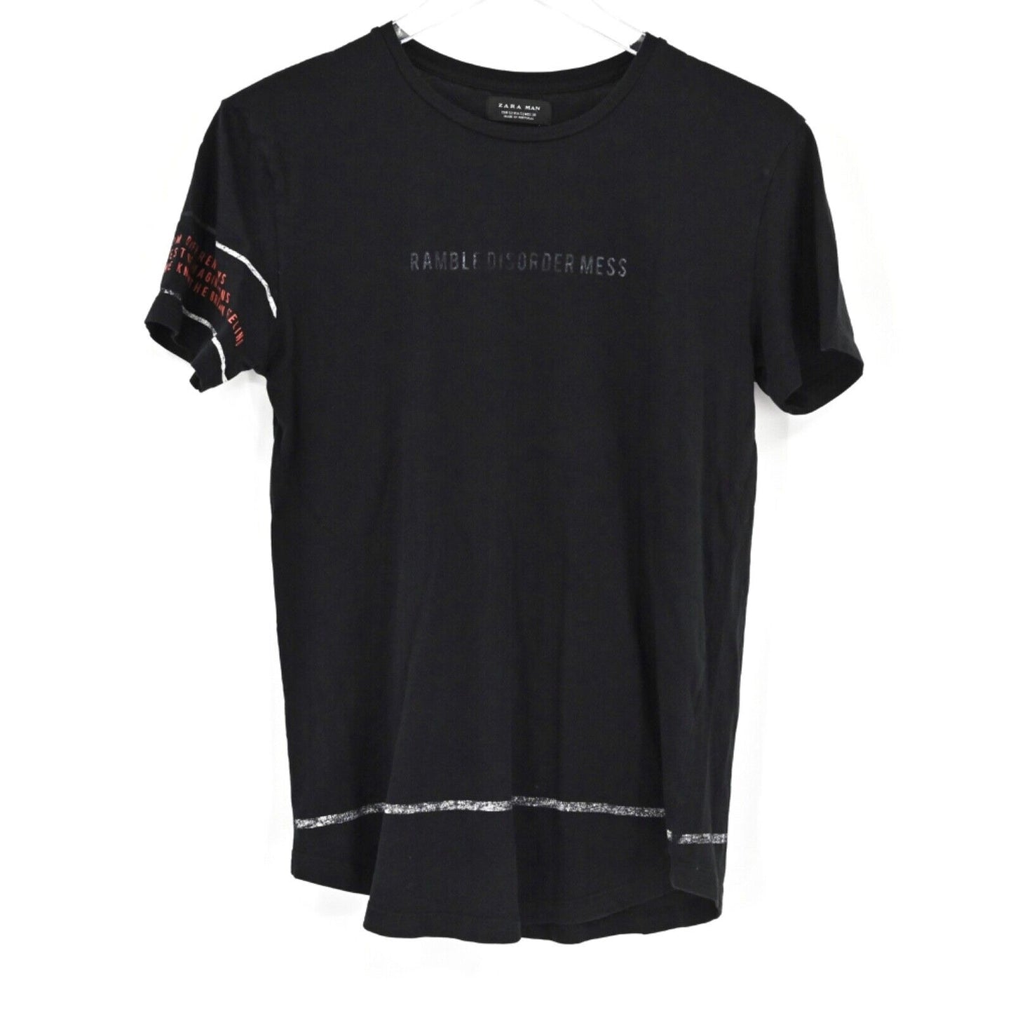 ZARA MAN Graphic Tee Mens Size S Black Ramble Disorder Mess Streetwear Punkcore