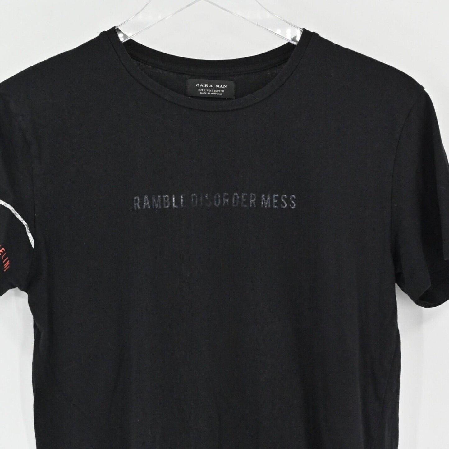 ZARA MAN Graphic Tee Mens Size S Black Ramble Disorder Mess Streetwear Punkcore