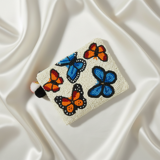 Butterfly Beaded Coin Pouch