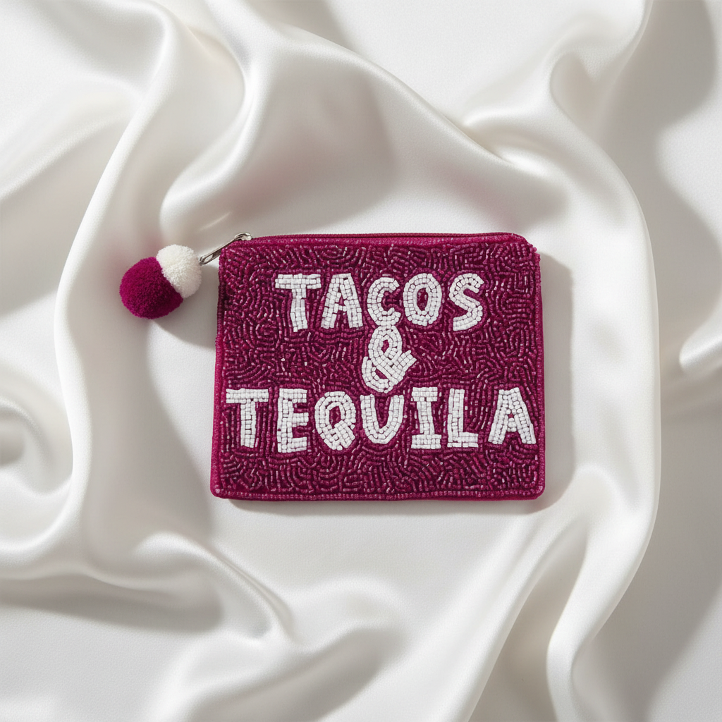 Tacos & Tequila Beaded Coin Pouch