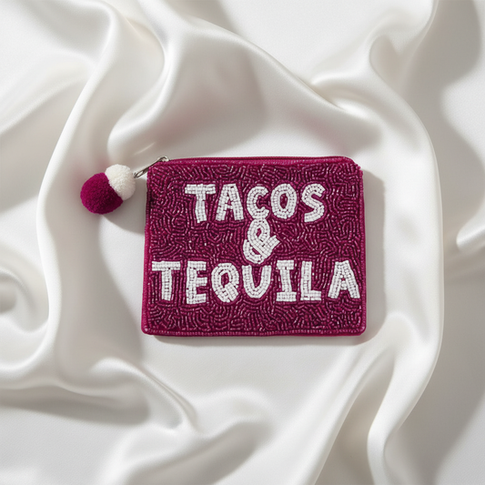 Tacos & Tequila Beaded Coin Pouch