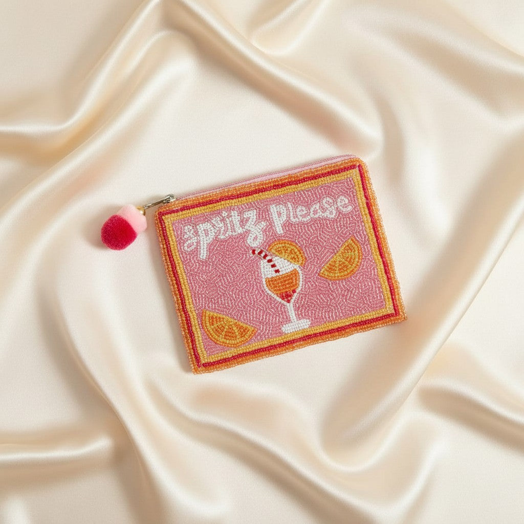Spritz Please Beaded Coin Pouch