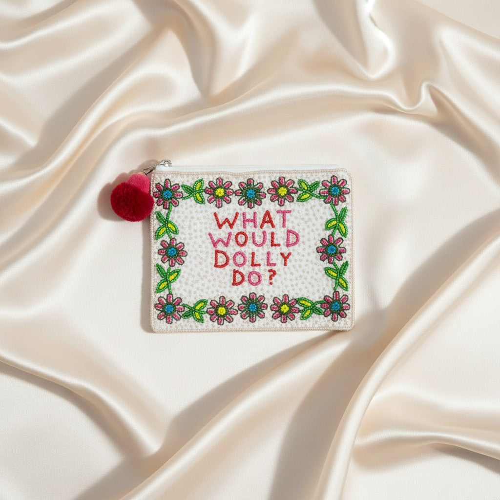 What Would Dolly Do Floral Beaded Pouch
