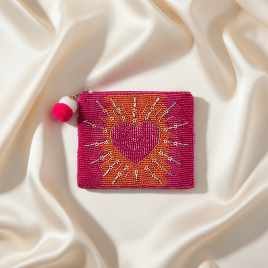 Shining Heart Beaded Pouch