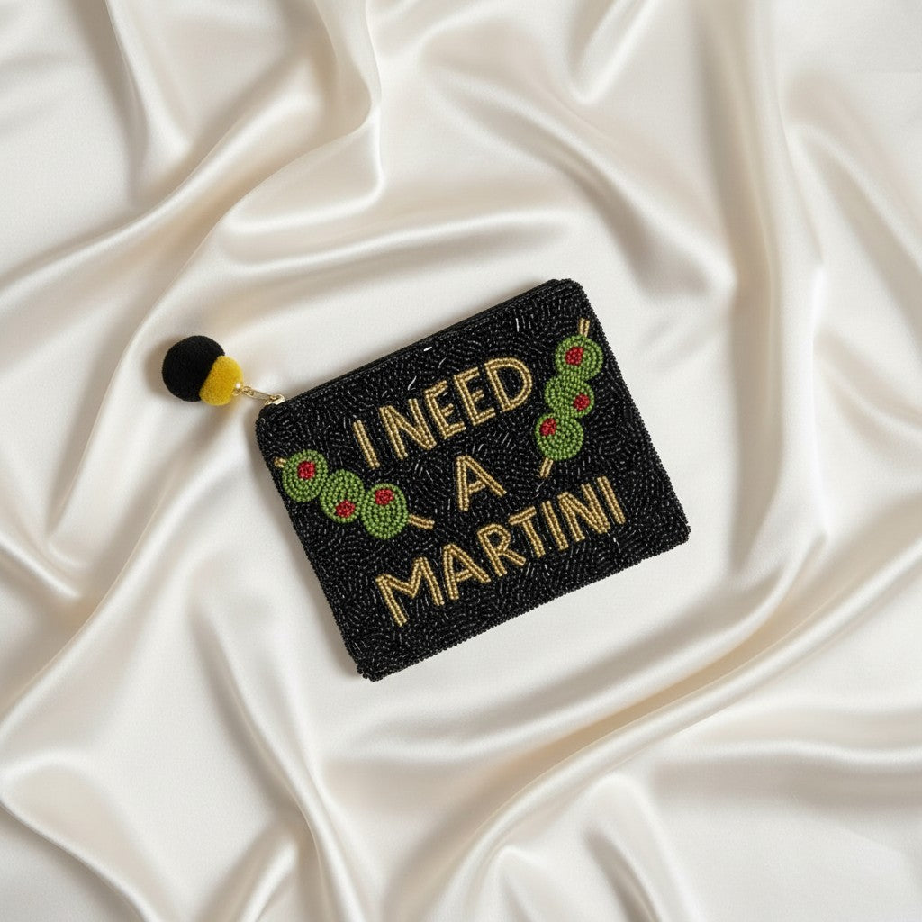 I Need A Martini Beaded Coin Pouch