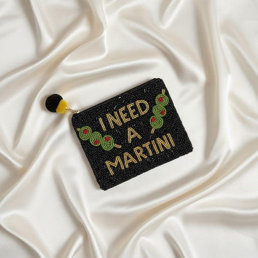 I Need A Martini Beaded Coin Pouch