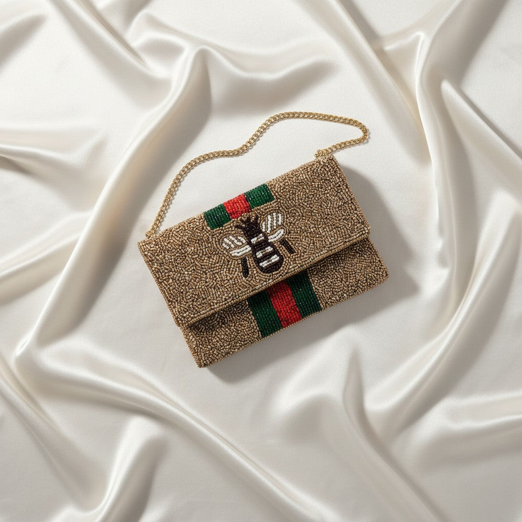 Bee You Gold Mini Clutch