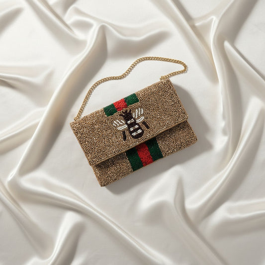 Bee You Gold Mini Clutch