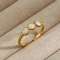 18K Gold Plated Stainless Steel Three White Stones Adjustable Ring