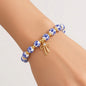 Blue and White Ceramic Bead Bowknot Charm Bracelet - Blue Ceramic