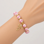 Blue and White Ceramic Bead Bowknot Charm Bracelet - Pink Floral Ceramic