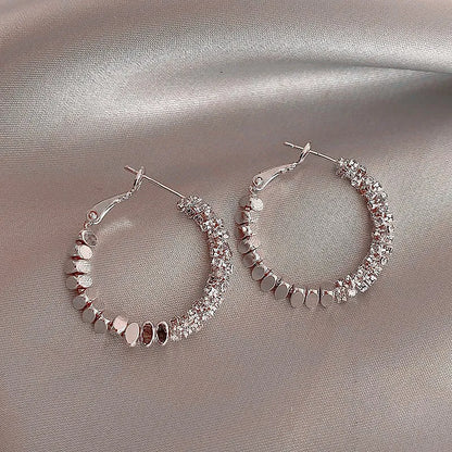 Alloy Rhinestone Patchwork Crush Silver Earrings With 925 Sterling Silver Earring Post