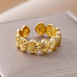 Stainless Steel Multiple Shells Adjustable Open Ring Gold Plated