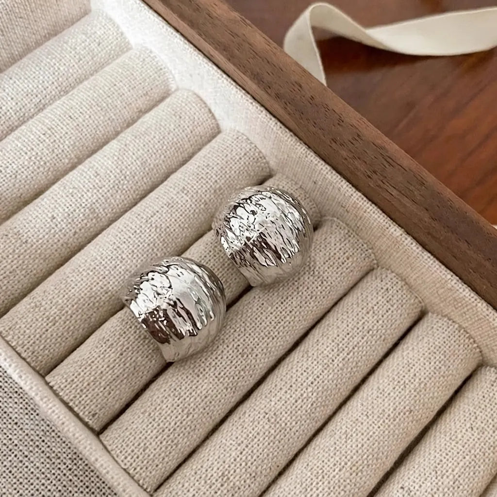 Alloy Rhinestone Exaggerated Pleated Metal Earrings With 925 Sterling Silver Earring Post
