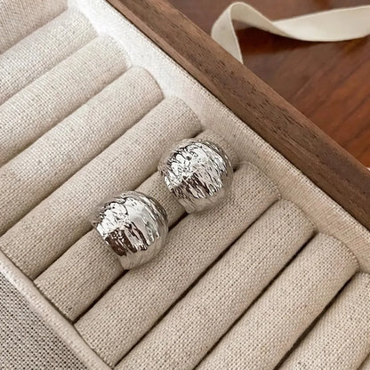 Alloy Rhinestone Exaggerated Pleated Metal Earrings With 925 Sterling Silver Earring Post